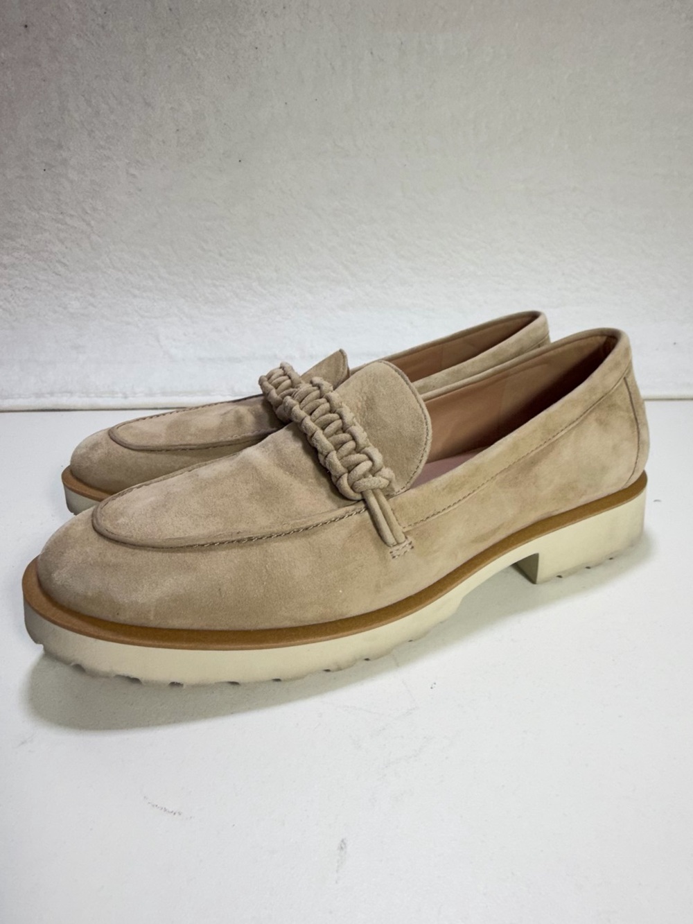 Cole Haan Grand 360 Braided Lug Sole Loafers Taupe Women’s size 8 sparkly shoes
